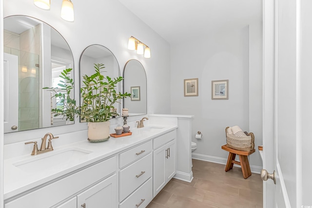 143 Enclave Pl, Pawleys Island, SC 29585 - full bathroom with double vanity, tiled shower, and tile patterned flooring