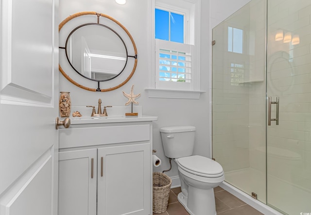 143 Enclave Pl, Pawleys Island, SC 29585 - bathroom featuring a stall shower, vanity, and tile patterned flooring
