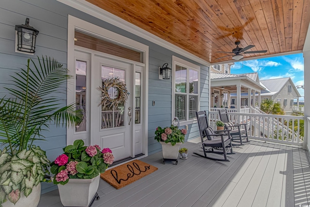 143 Enclave Pl, Pawleys Island, SC 29585 - wooden porch featuring ceiling fan
