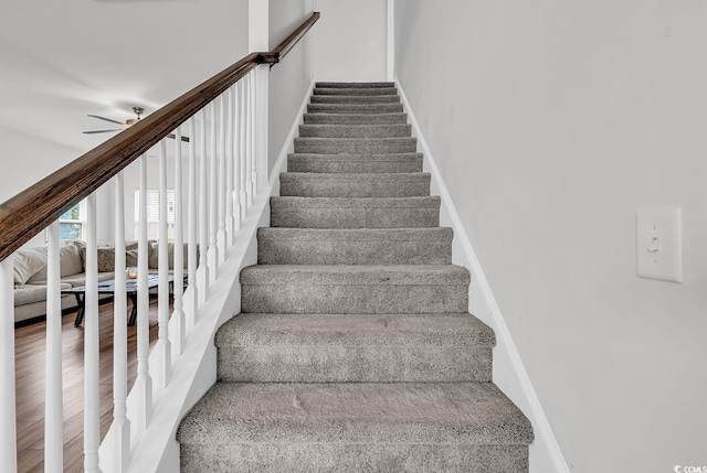 1404 Bellaria Way, Myrtle Beach, SC 29579 - stairway featuring ceiling fan and baseboards