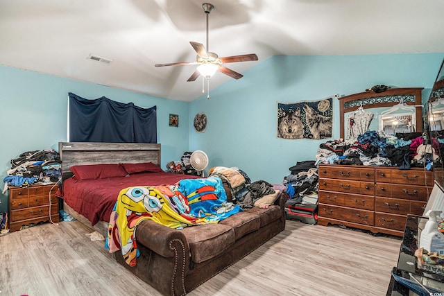 912 Clay Pigeon Ct, Longs, SC 29568 - bedroom with lofted ceiling, wood finished floors, and a ceiling fan