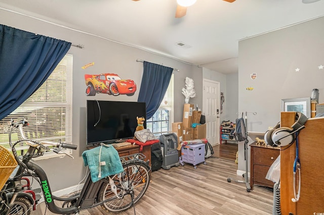 912 Clay Pigeon Ct, Longs, SC 29568 - interior space with ceiling fan and wood finished floors
