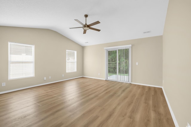 428 Bellegrove Dr, Myrtle Beach, SC 29577 - unfurnished room with ceiling fan, lofted ceiling, and light wood-style floors