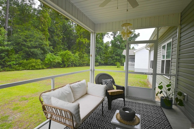 523 Charlton Blvd, Georgetown, SC 29440 - sunroom / solarium featuring a ceiling fan and an outdoor hangout area