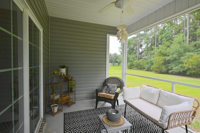 523 Charlton Blvd, Georgetown, SC 29440 - sunroom / solarium featuring a ceiling fan and an outdoor hangout area