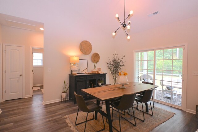 523 Charlton Blvd, Georgetown, SC 29440 - dining room with a chandelier and dark wood-style floors