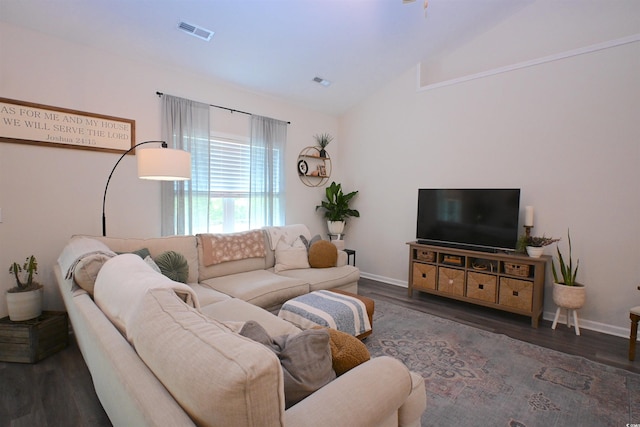 523 Charlton Blvd, Georgetown, SC 29440 - living area featuring wood finished floors and vaulted ceiling