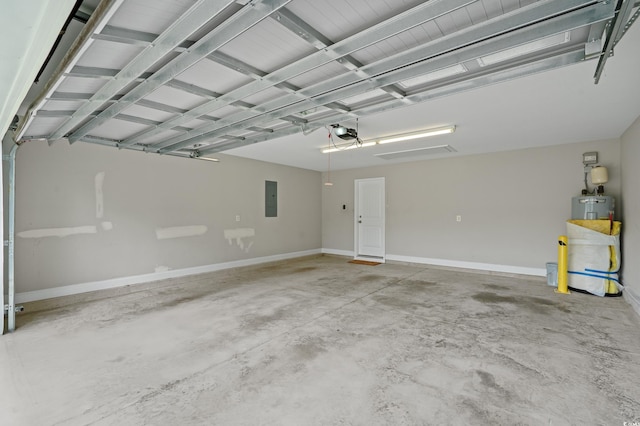 104 Fox Trot Dr, Galivants Ferry, SC 29544 - garage with electric panel, water heater, and a garage door opener