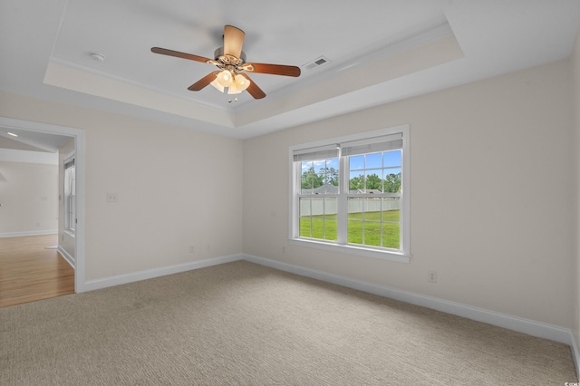 104 Fox Trot Dr, Galivants Ferry, SC 29544 - spare room with a raised ceiling, carpet, ceiling fan, a smoke detector, and crown molding