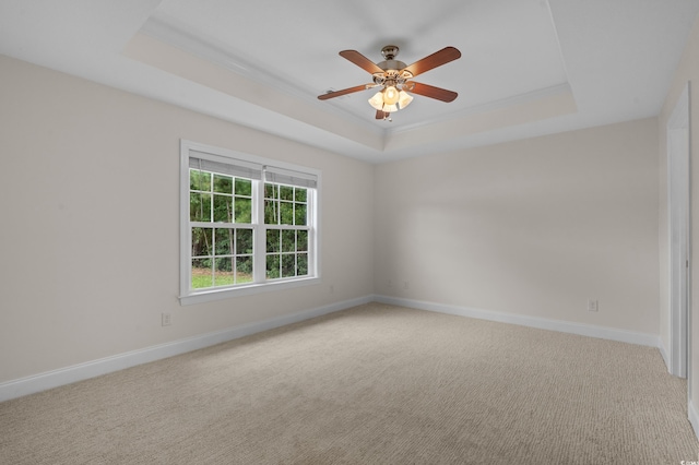 104 Fox Trot Dr, Galivants Ferry, SC 29544 - spare room featuring a raised ceiling, light carpet, and a ceiling fan