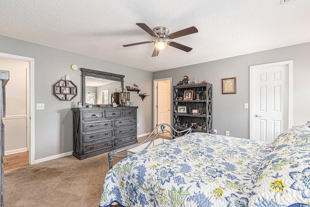 906 Hope Cir, Conway, SC 29527 - bedroom with carpet floors, a ceiling fan, and a textured ceiling