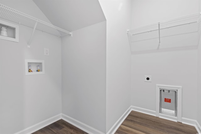 788 NW Palm Frond Way Unit 50, Calabash, NC 28467 - laundry room with hookup for an electric dryer, hookup for a washing machine, and dark wood-type flooring