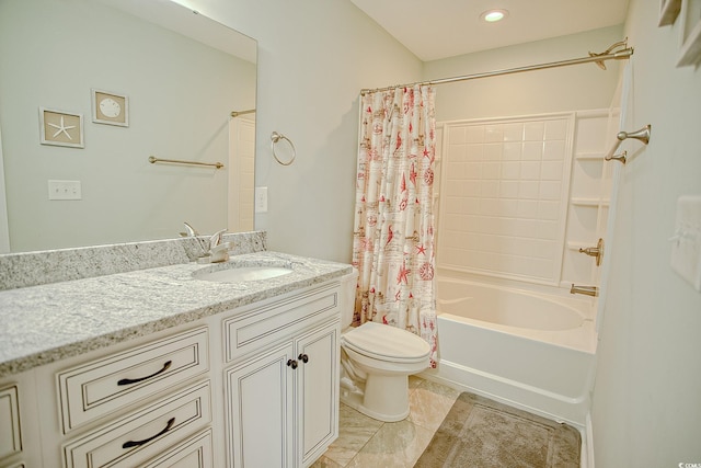 115A 8th Ave N, Surfside Beach, SC 29575 - full bathroom with vanity, shower / tub combo, tile patterned flooring, and recessed lighting