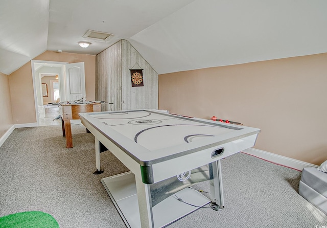 115A 8th Ave N, Surfside Beach, SC 29575 - recreation room with vaulted ceiling and carpet flooring