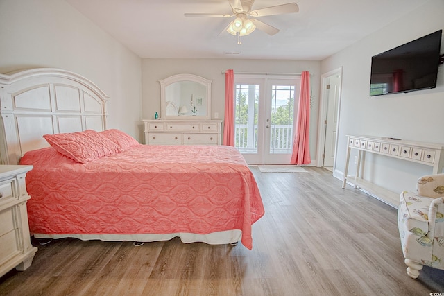 115A 8th Ave N, Surfside Beach, SC 29575 - bedroom with access to exterior, light wood-style flooring, and ceiling fan
