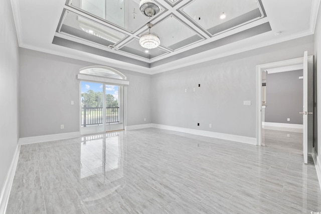 257 Venice Way Unit 2201, Myrtle Beach, SC 29577 - empty room with crown molding, coffered ceiling, and a chandelier
