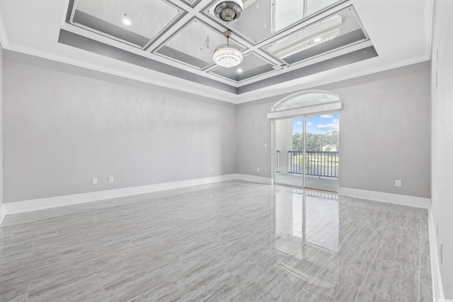 257 Venice Way Unit 2201, Myrtle Beach, SC 29577 - spare room with ornamental molding, wood finished floors, a tray ceiling, and coffered ceiling