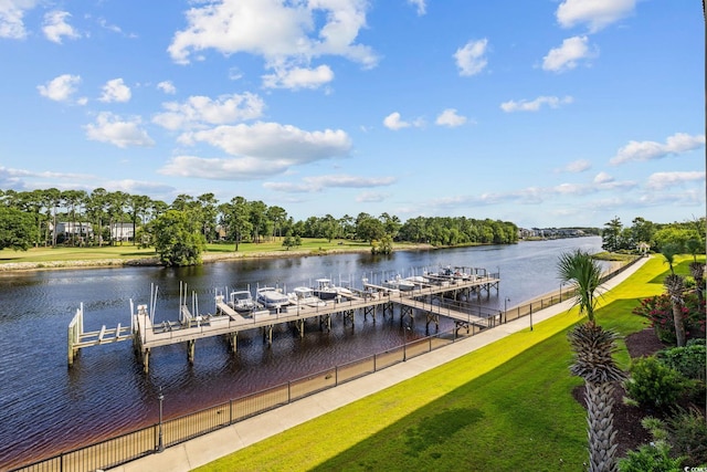 257 Venice Way Unit 2201, Myrtle Beach, SC 29577 - dock area with a water view and a lawn