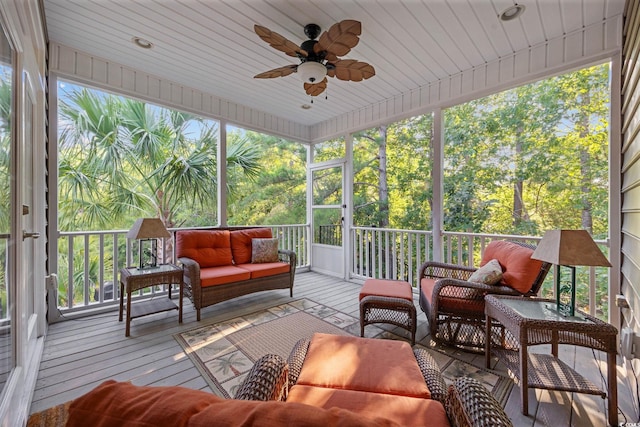 112 Charles Towne Ln, Murrells Inlet, SC 29576 - sunroom with outdoor lounge area and ceiling fan