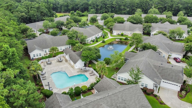 173 Knight Cir Unit 1, Pawleys Island, SC 29585 - aerial perspective of suburban area featuring a pool and a nearby body of water