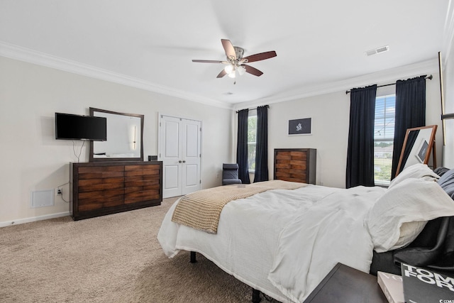 617 Carolina Farms Blvd, Myrtle Beach, SC 29579 - bedroom with ornamental molding, carpet, a ceiling fan, and a closet