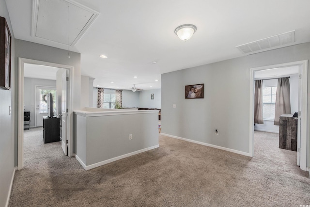 617 Carolina Farms Blvd, Myrtle Beach, SC 29579 - hallway with attic access, carpet flooring, recessed lighting, and an upstairs landing