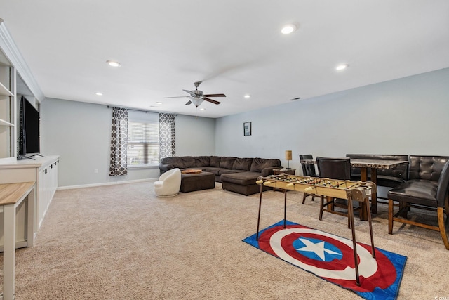 617 Carolina Farms Blvd, Myrtle Beach, SC 29579 - living room featuring carpet flooring, recessed lighting, and a ceiling fan