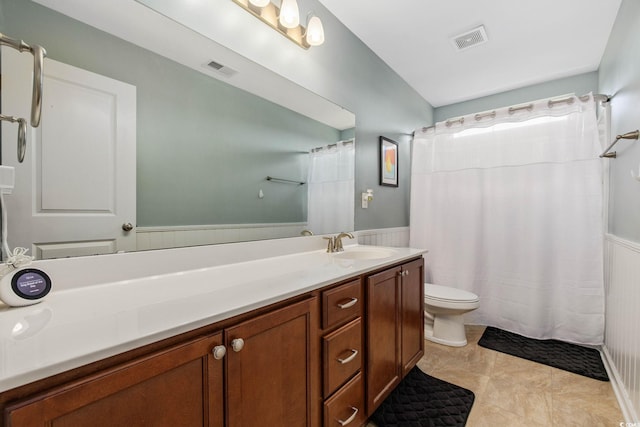 617 Carolina Farms Blvd, Myrtle Beach, SC 29579 - bathroom with a wainscoted wall, vanity, and a shower with curtain
