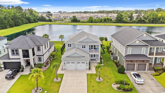 206 Palmetto Harbour Dr, North Myrtle Beach, SC 29582 - aerial perspective of suburban area with a large body of water