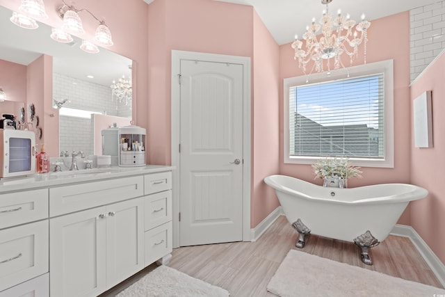 206 Palmetto Harbour Dr, North Myrtle Beach, SC 29582 - full bathroom with a chandelier, vanity, a soaking tub, and plenty of natural light