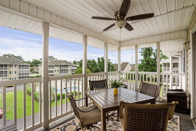 202 Landing Rd Unit 202H, North Myrtle Beach, SC 29582 - sunroom with ceiling fan and outdoor dining area