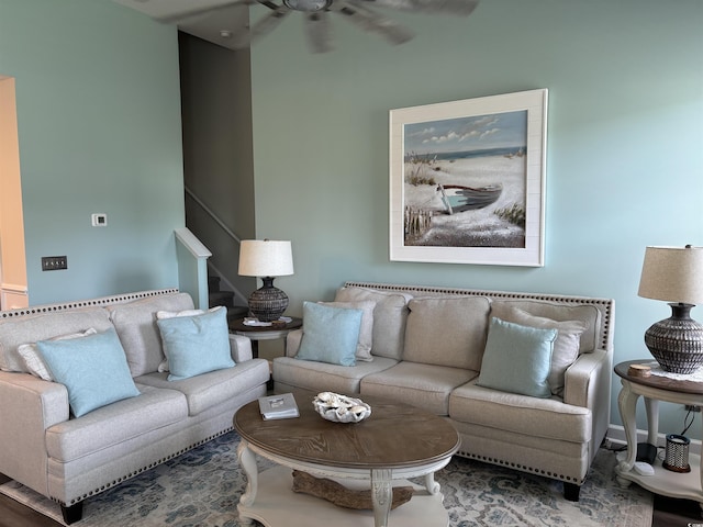 240 Sundew Loop, Little River, SC 29566 - living area featuring ceiling fan and stairs