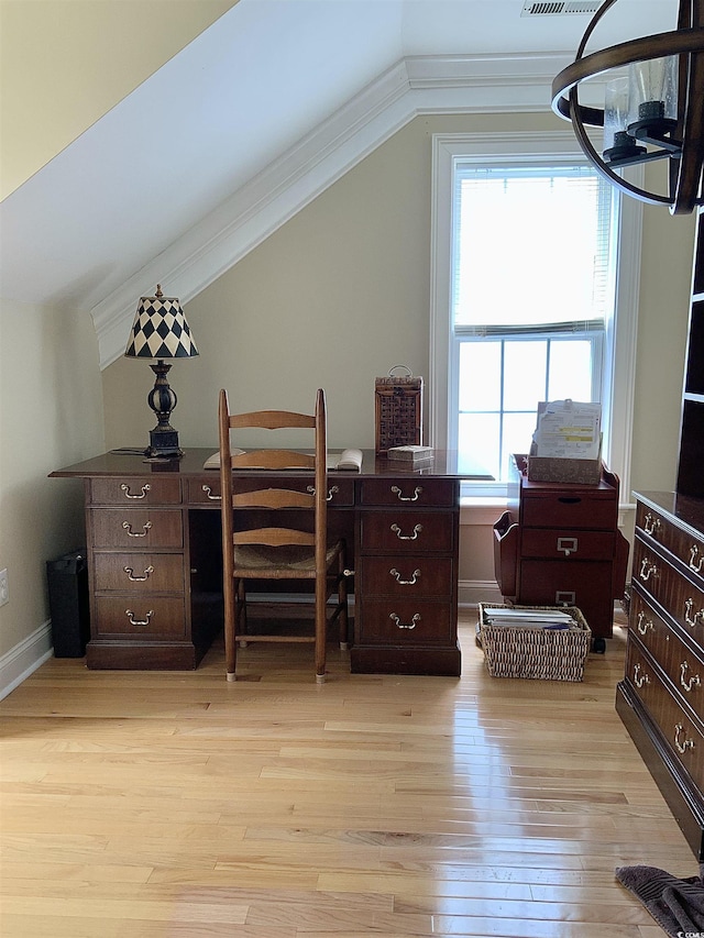 1605 Waterway Dr, North Myrtle Beach, SC 29582 - office space featuring lofted ceiling, plenty of natural light, and light wood-style flooring