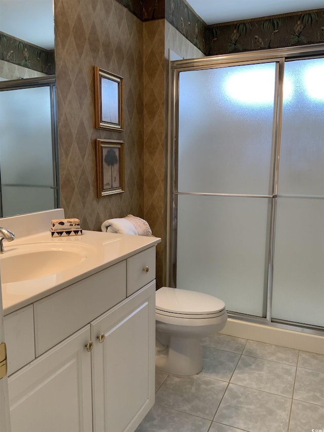1605 Waterway Dr, North Myrtle Beach, SC 29582 - bathroom with tile patterned flooring, vanity, and a shower stall