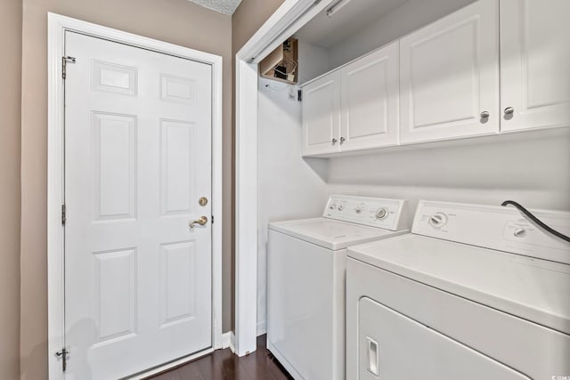 127 Ashworth Dr, Little River, SC 29566 - laundry room with cabinet space, washer and clothes dryer, and dark wood-style floors