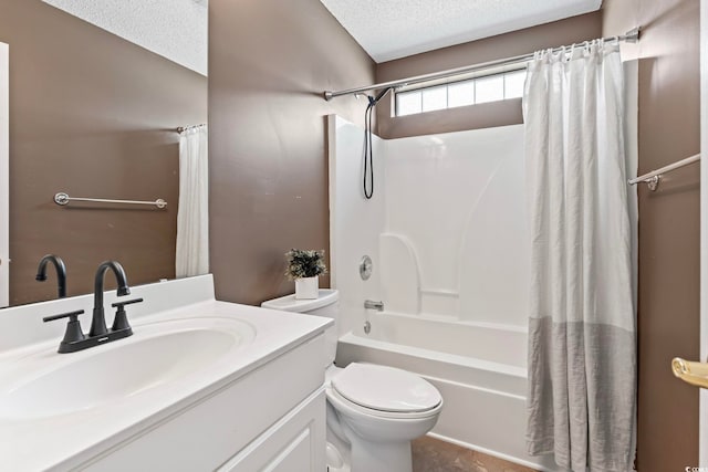 127 Ashworth Dr, Little River, SC 29566 - bathroom featuring a textured ceiling, shower / bath combo with shower curtain, and vanity