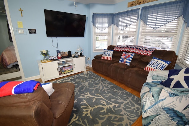 6001-5723 Kings Hwy, Myrtle Beach, SC 29575 - living room with baseboards and wood finished floors