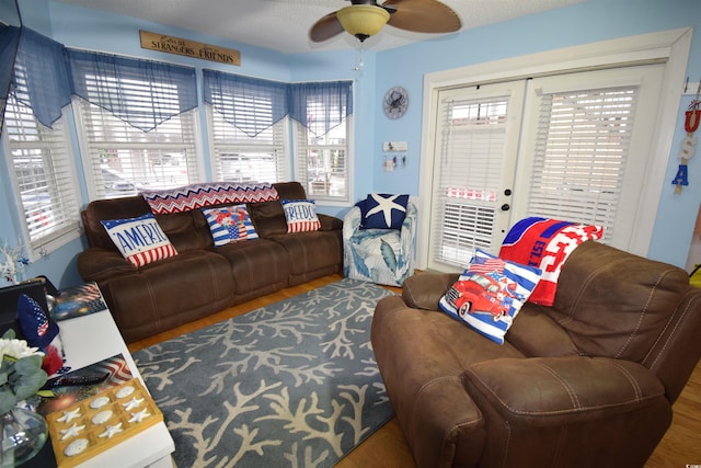 6001-5723 Kings Hwy, Myrtle Beach, SC 29575 - living area with ceiling fan and wood finished floors