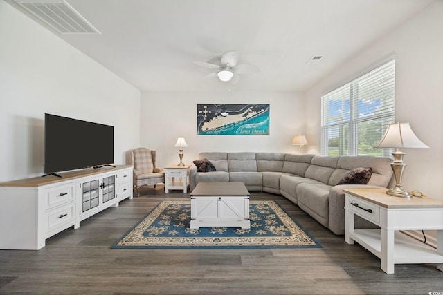 305 Picnic Basket Pl, Longs, SC 29568 - living area with dark wood finished floors and a ceiling fan