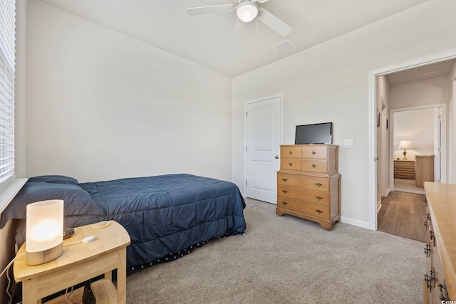 305 Picnic Basket Pl, Longs, SC 29568 - bedroom featuring carpet floors, vaulted ceiling, and a ceiling fan