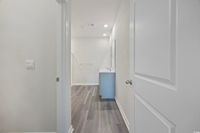 305 Picnic Basket Pl, Longs, SC 29568 - corridor with wood finished floors and recessed lighting