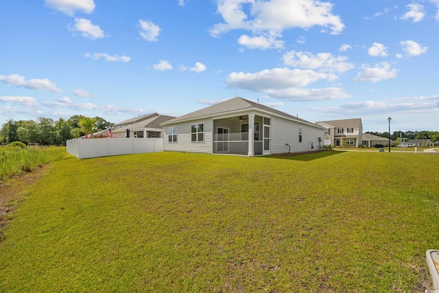 305 Picnic Basket Pl, Longs, SC 29568 - back of property with a sunroom and ceiling fan