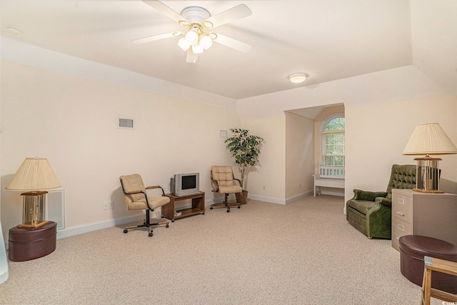 285 Georgetown Dr, Pawleys Island, SC 29585 - living area featuring carpet and ceiling fan