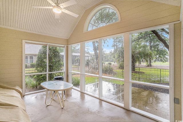 285 Georgetown Dr, Pawleys Island, SC 29585 - sunroom with ceiling fan and lofted ceiling