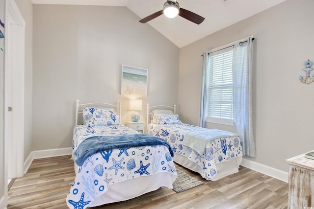 4179 Hibiscus Dr Unit 12-301, Little River, SC 29566 - bedroom featuring light wood-style floors, lofted ceiling, and ceiling fan
