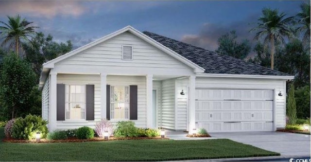 201 Augusta Green Way, Myrtle Beach, SC 29579 - view of front of house with concrete driveway, an attached garage, and a front lawn