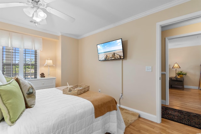 4366 Rivergate Ln Unit 404, Little River, SC 29566 - bedroom featuring light wood finished floors, ornamental molding, and a ceiling fan
