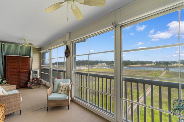 4366 Rivergate Ln Unit 404, Little River, SC 29566 - sunroom / solarium with a ceiling fan and a water view