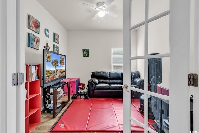 325 Cardita Loop, Myrtle Beach, SC 29588 - living area with wood finished floors and a ceiling fan