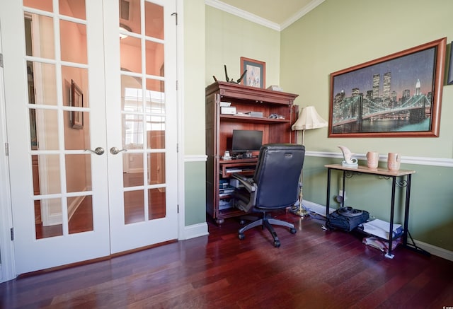 530 Inverarry St, Murrells Inlet, SC 29576 - office featuring french doors, wood finished floors, and crown molding
